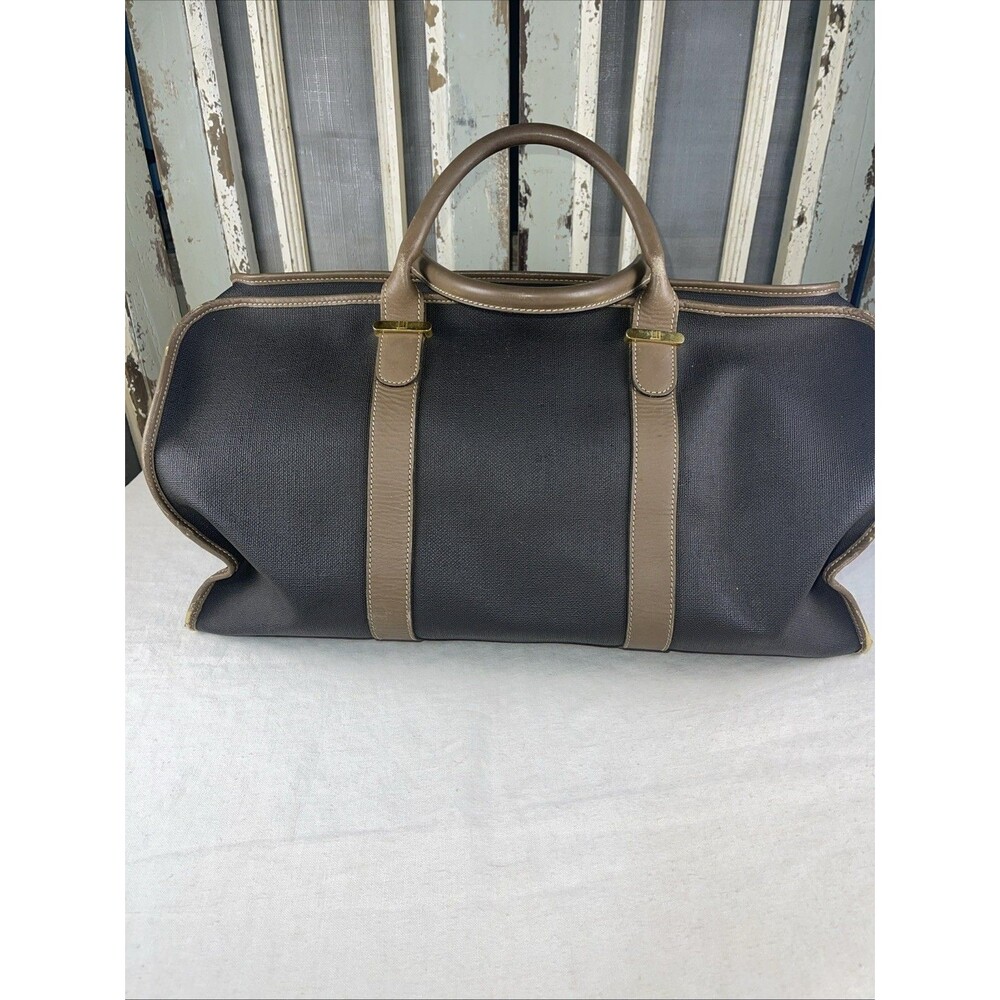 Dunhill Boston Travel Weekender Duffle Bag Coated Canvas Brown Leather Trim - Picture 7 of 12